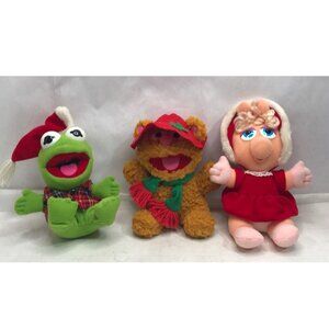 Lot 3 Vintage 1987 Muppet Babies Collectible Holiday/Xmas Plush Toys Kermit PIG